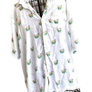 Rowdy Gentleman Cactus Cocktail Hawaiian Shirt XXL White Cruise Islands …